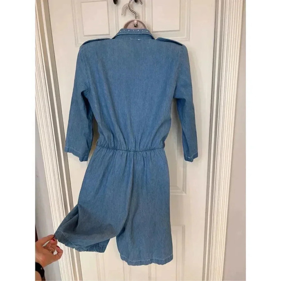 Vintage MCM D. Frank bedazzled jean denim short jumpsuit size 6 - Picture 5 of 15